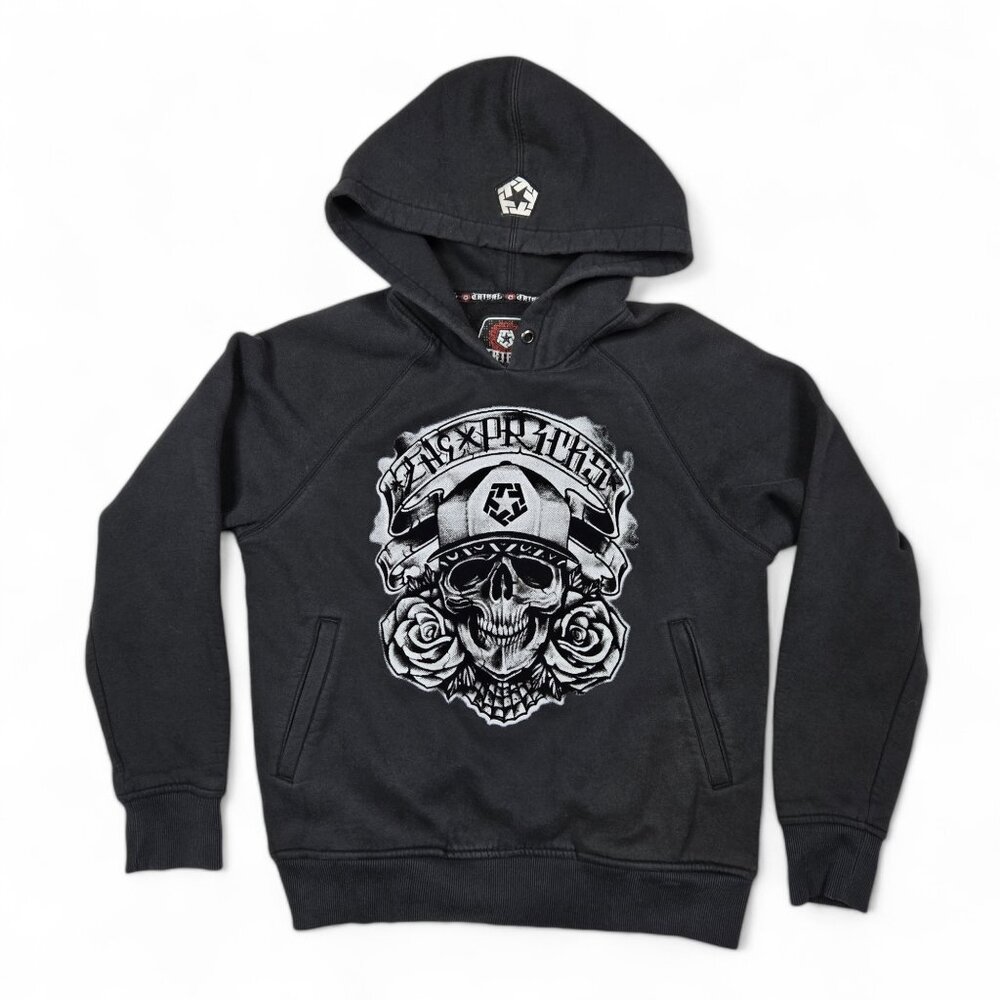 Vintage Tribal Gear Hoodie Adult Medium Black Streetwear Y2K Faded Graffiti